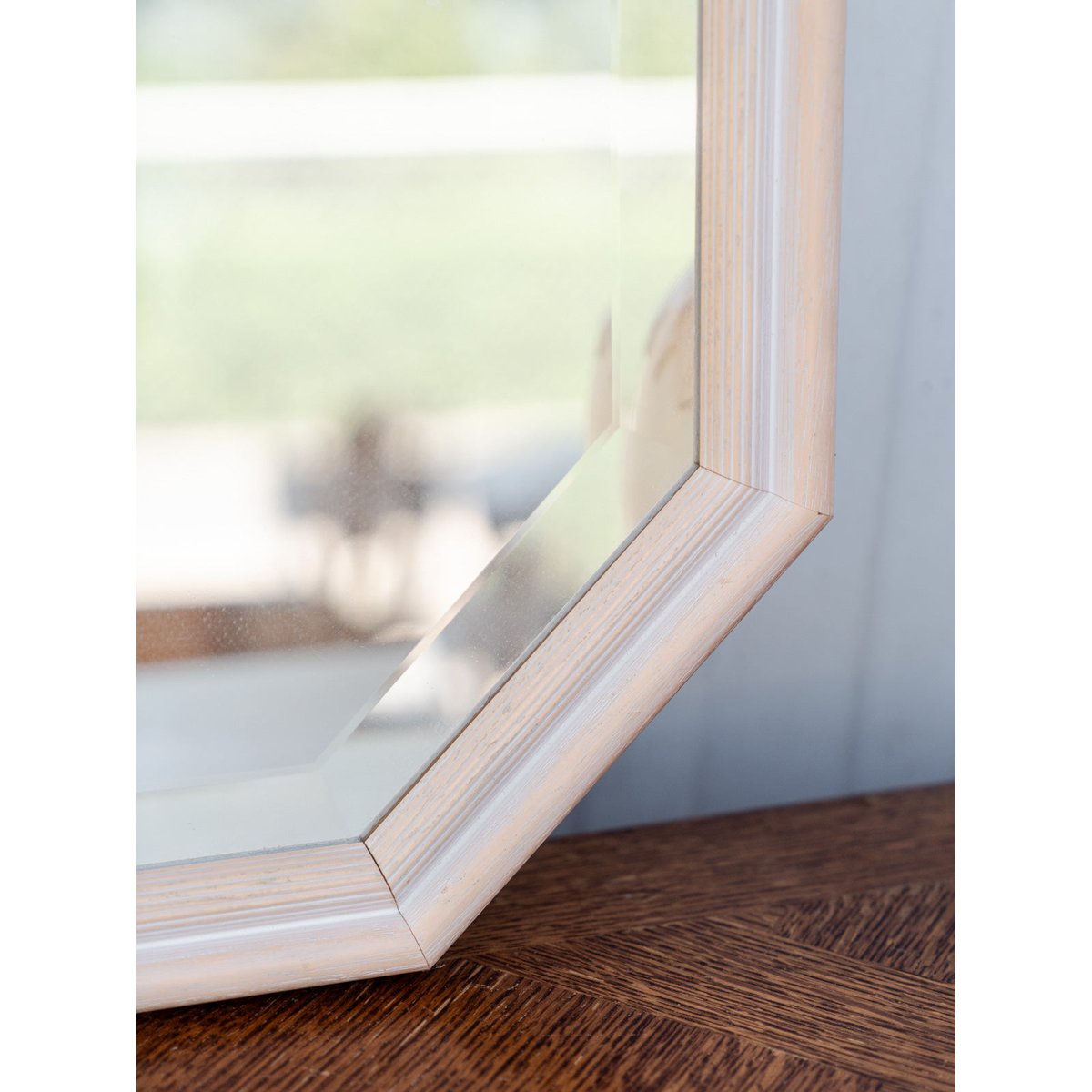 Miroir octogonal en bois beige nude Georges N°1360 - Bon état beige, DEBONGOUT