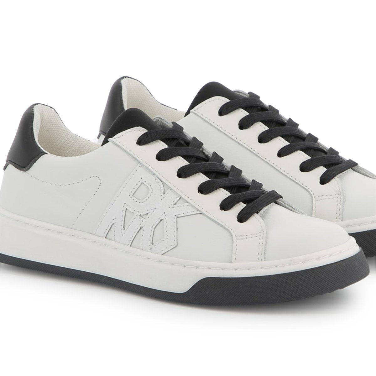 Sneakers con lacci in pelle blanc, DKNY