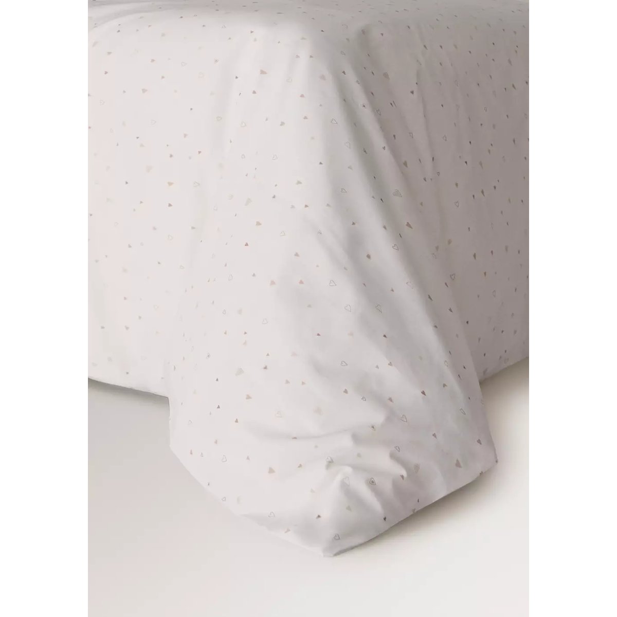Housse de couette percale de coton cœurs lit 90 cm nude, MANGO HOME