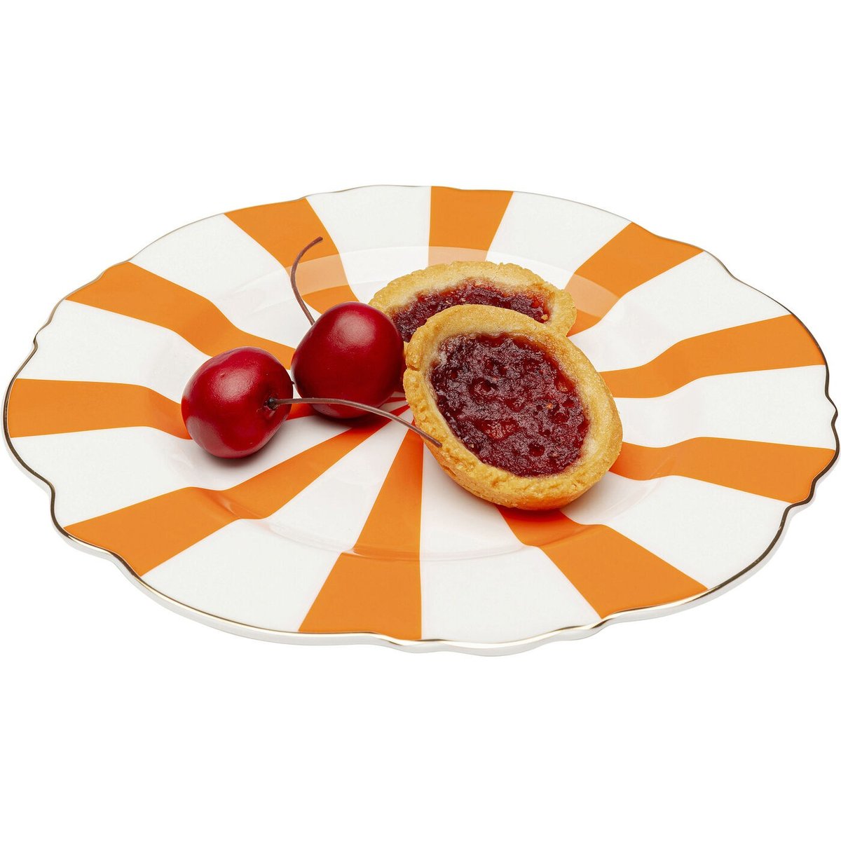 Lot de 6 assiettes à dessert rayées, HARLEQUIN orange, KARE DESIGN