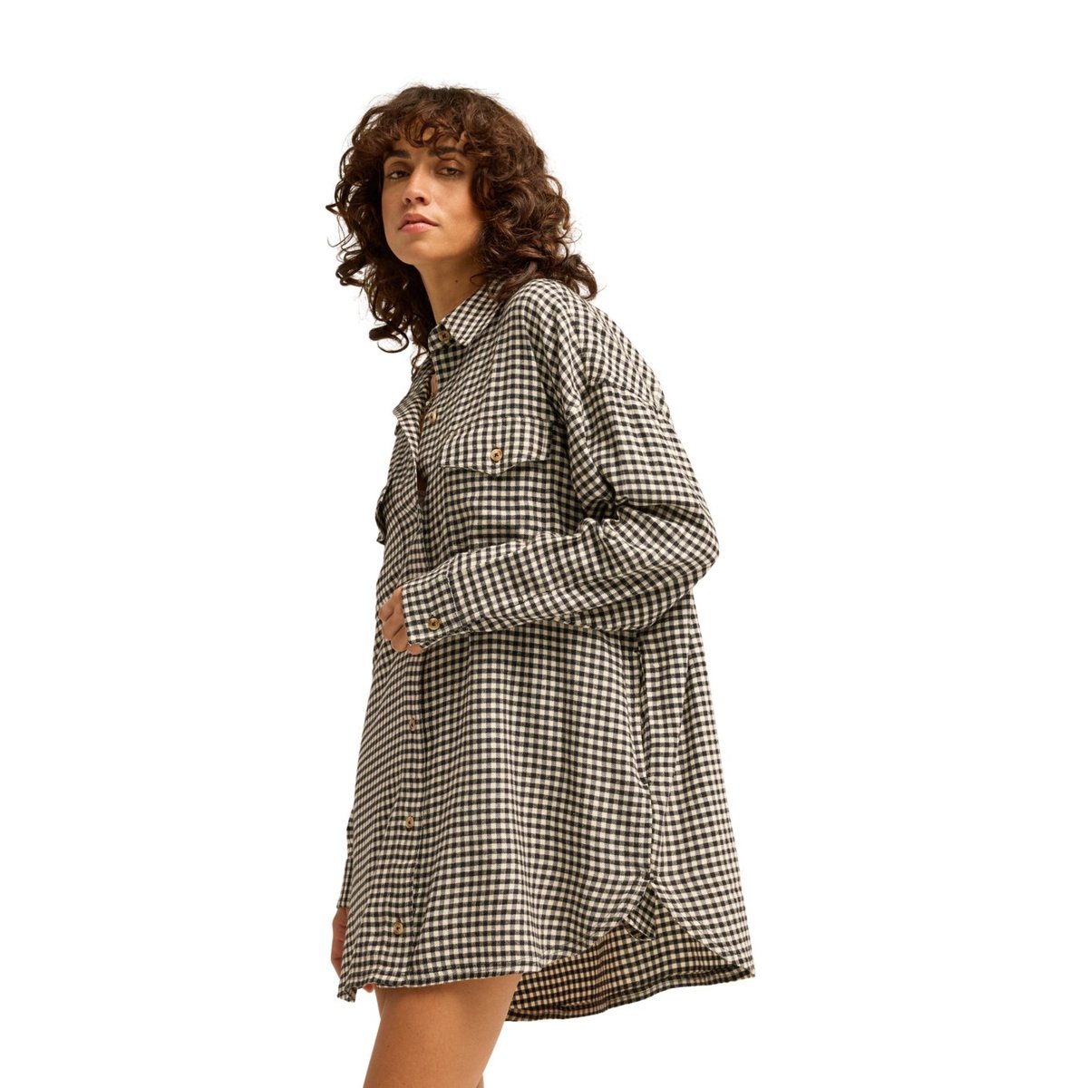 Robe chemise WINTER CHECKS noir black pebble, BILLABONG