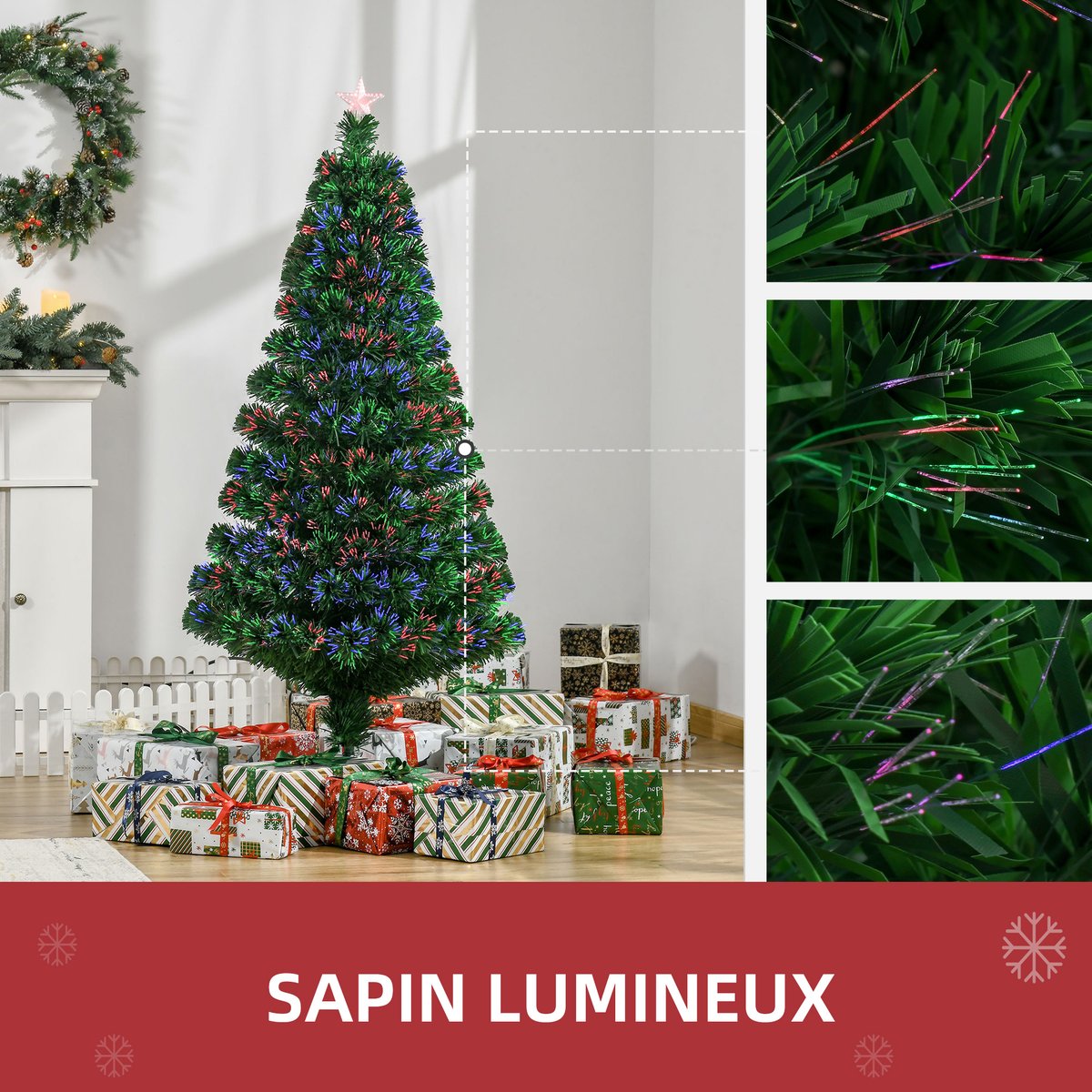 Sapin de Noël PVC Vert vert, HOMCOM