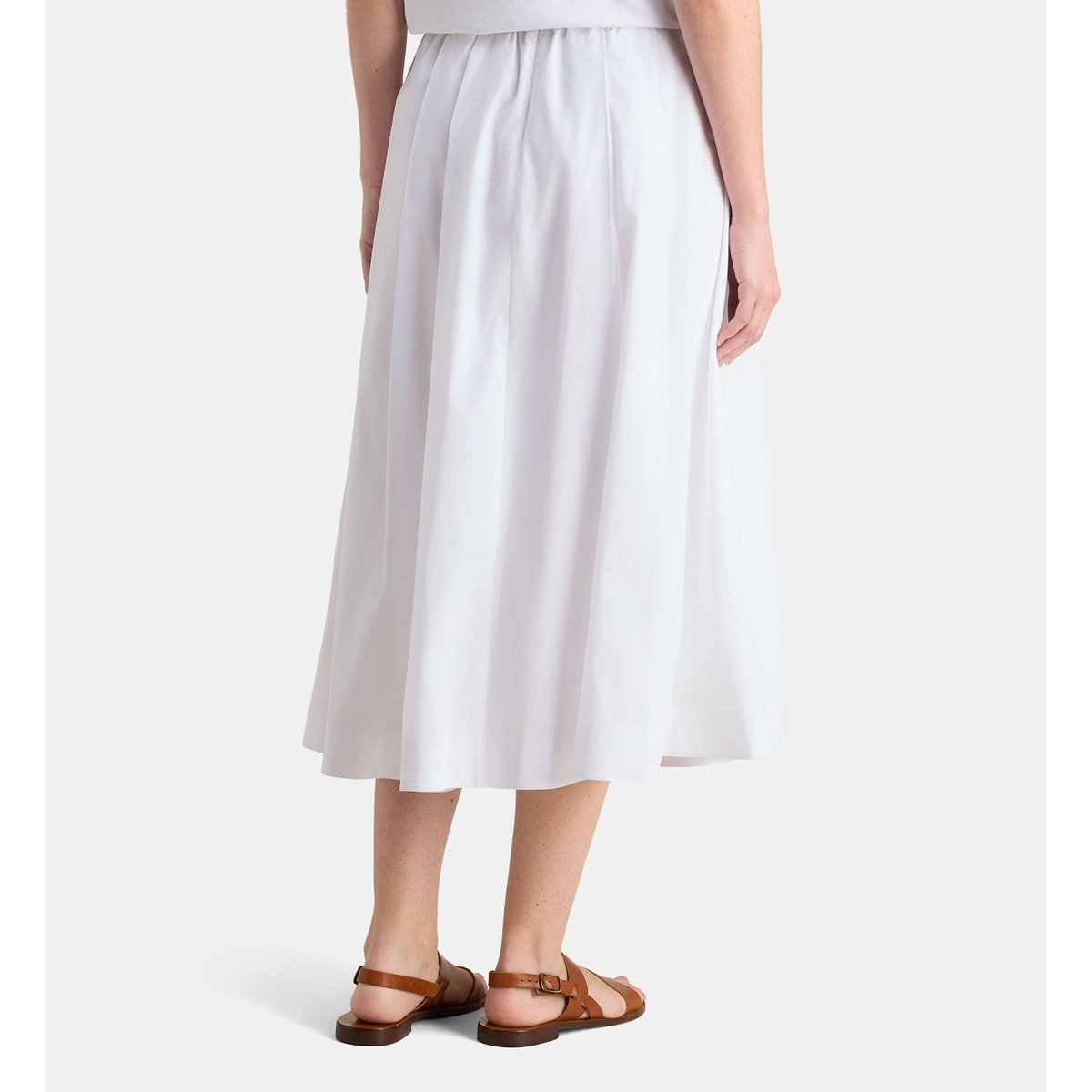 Jupe trapèze à pinces ecaille pop en popeline de coton bio blanc, GALERIES LAFAYETTE
