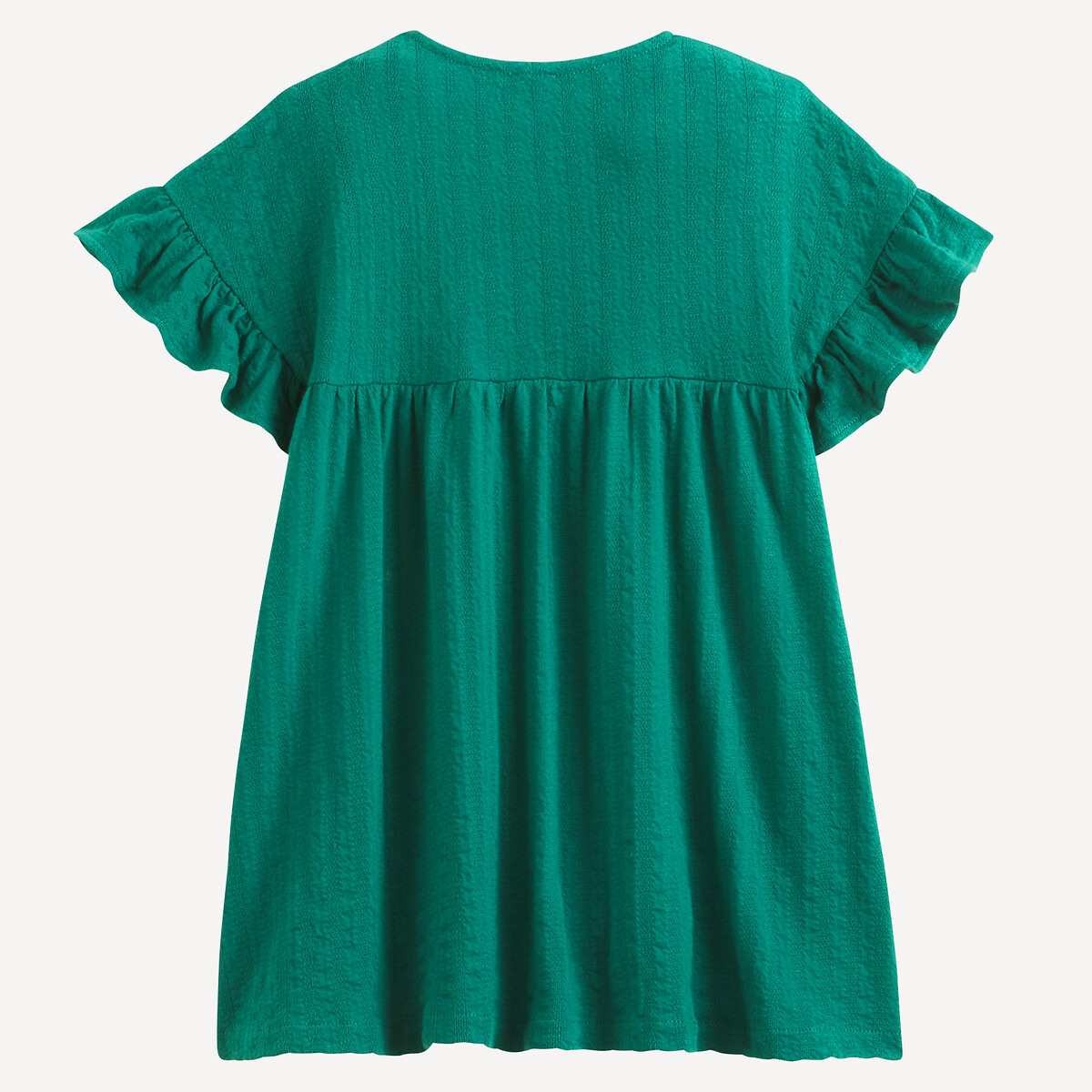 Dress with Short Ruffled Sleeves green, LA REDOUTE COLLECTIONS