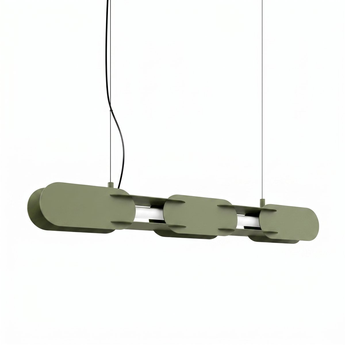 Suspension Acier Vert Olive LED 1 Chain vert olive, EDEN