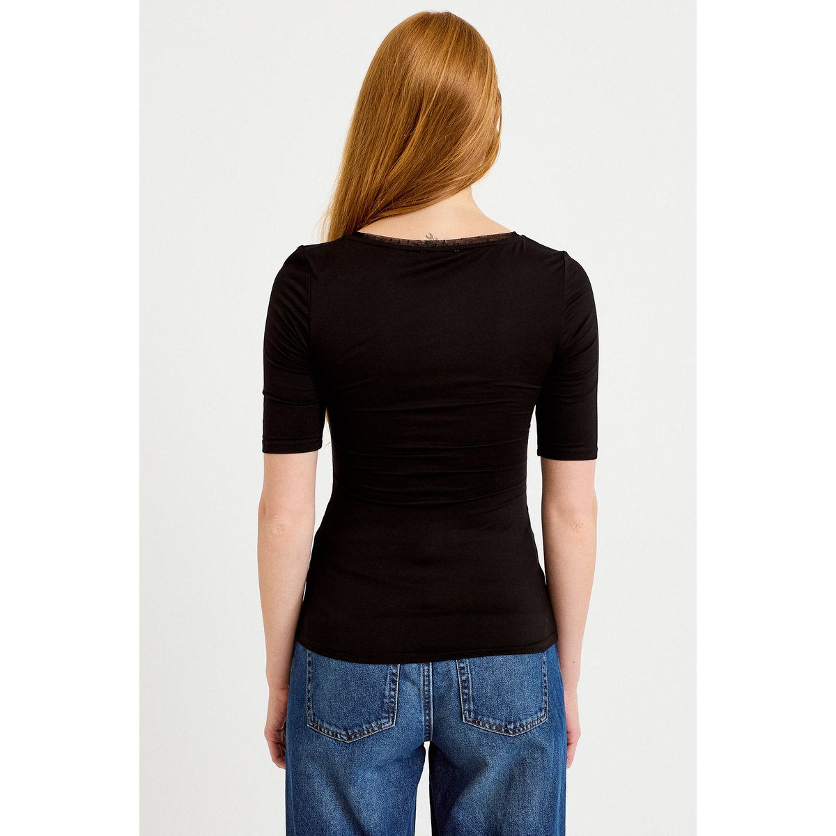 T-shirt ajusté manches courtes noir, CACHE CACHE