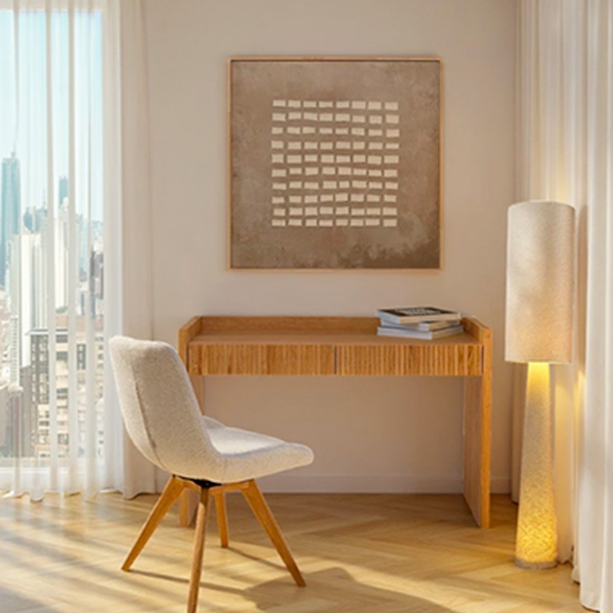 Chaise pivotante en polyester tressé et chêne, BROADWAY couleur unique, KARE DESIGN