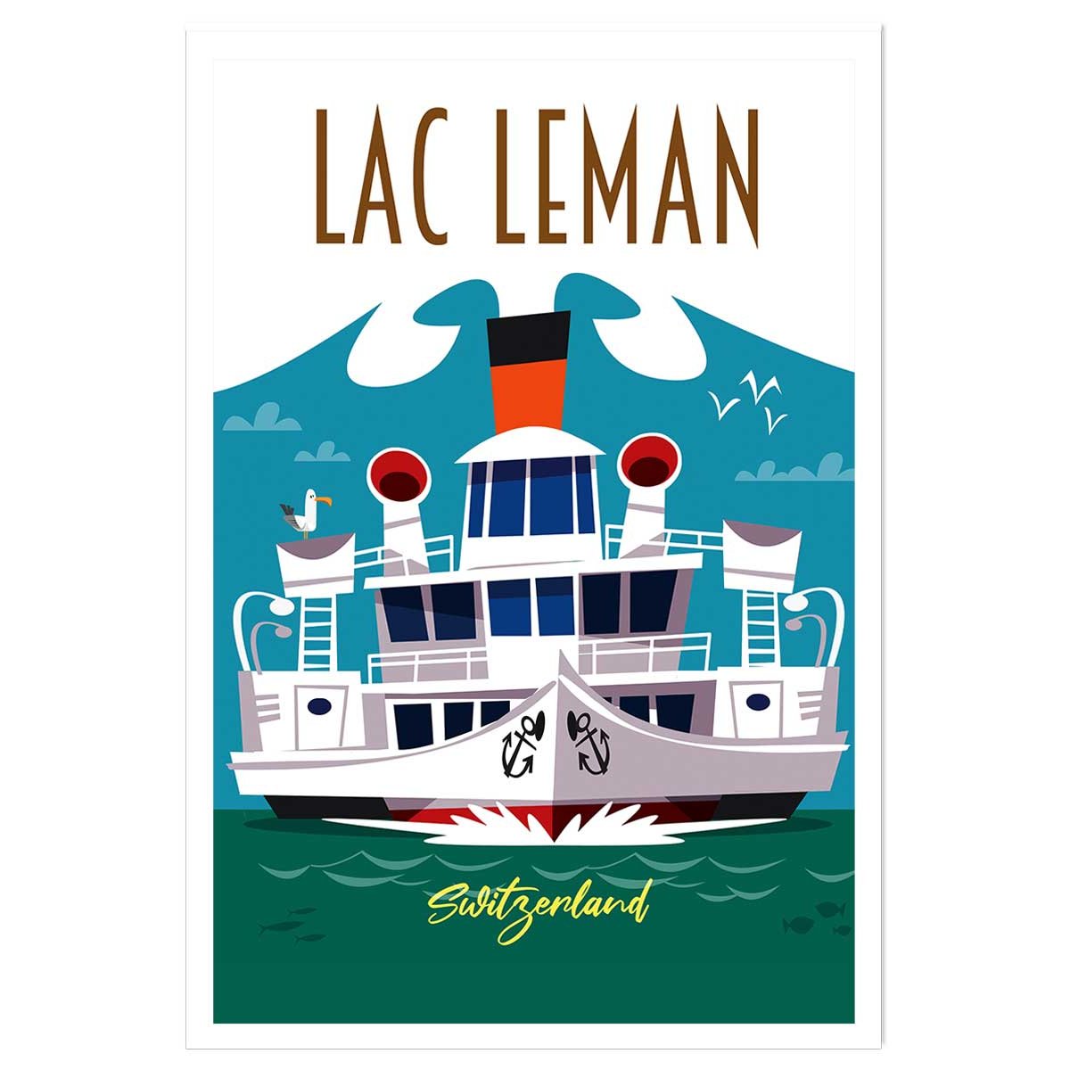Poster de le lac leman affiche seule, HEXOA