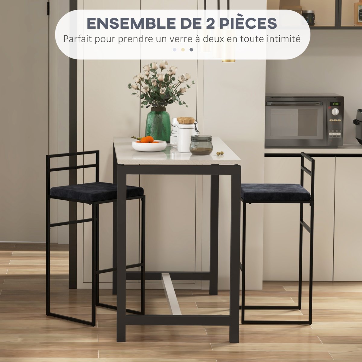 Tabouret de bar Acier Noir noir, HOMCOM