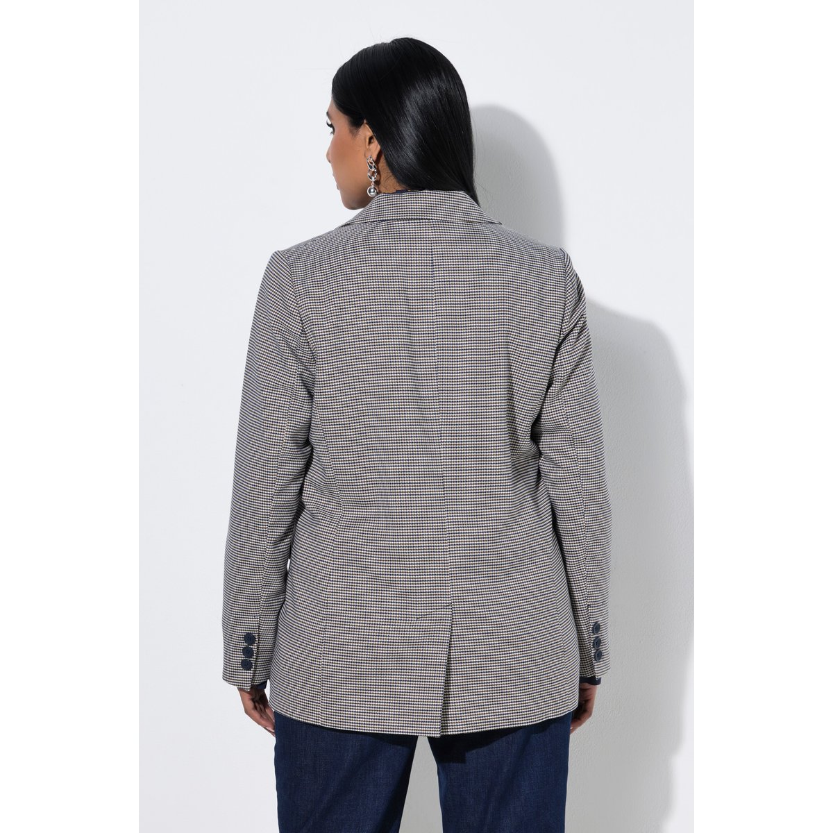 Blazer à carreaux, col à revers marine foncé, ULLA POPKEN