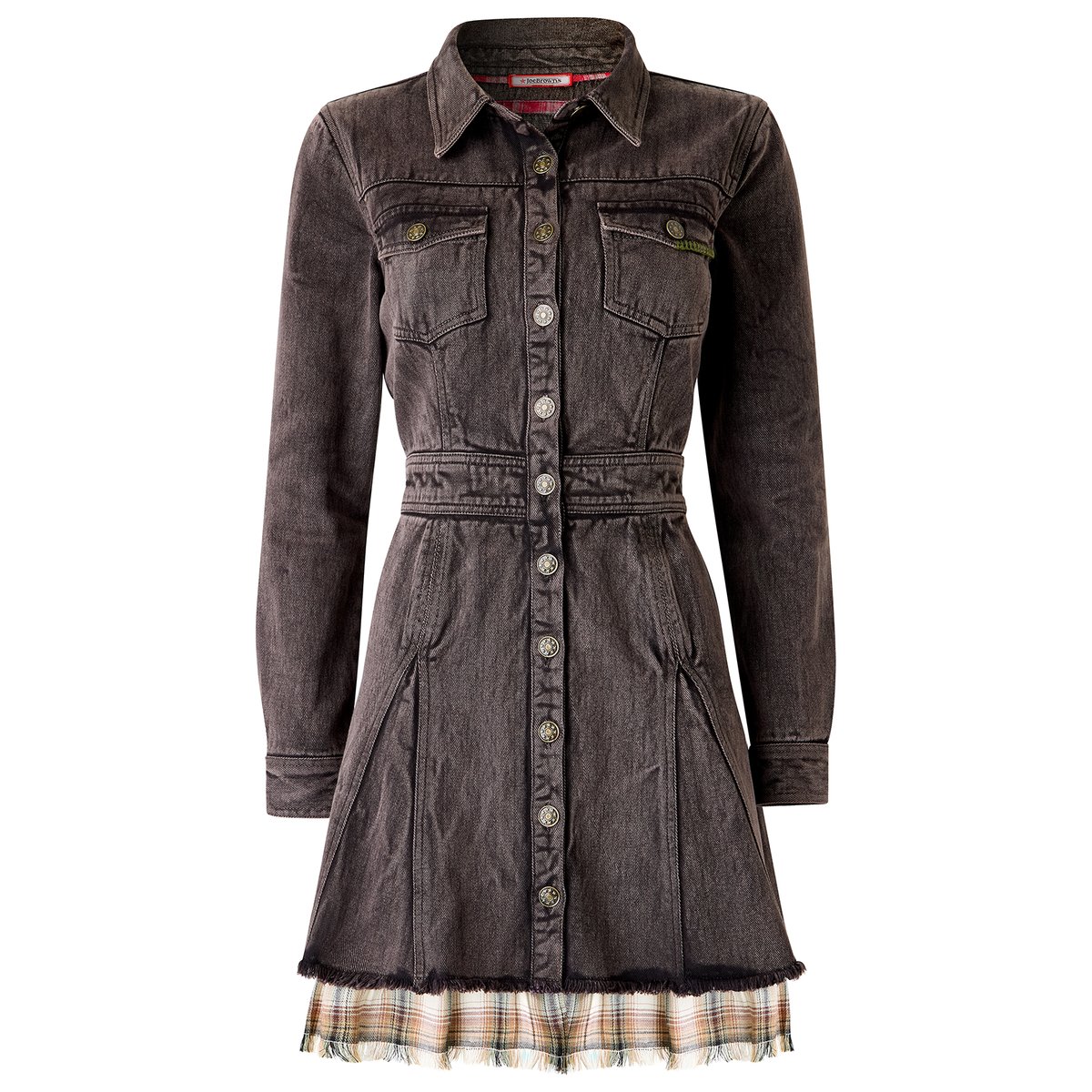 Robe Courte en Jean à Carreaux Superposée Chrissie gris, JOE BROWNS