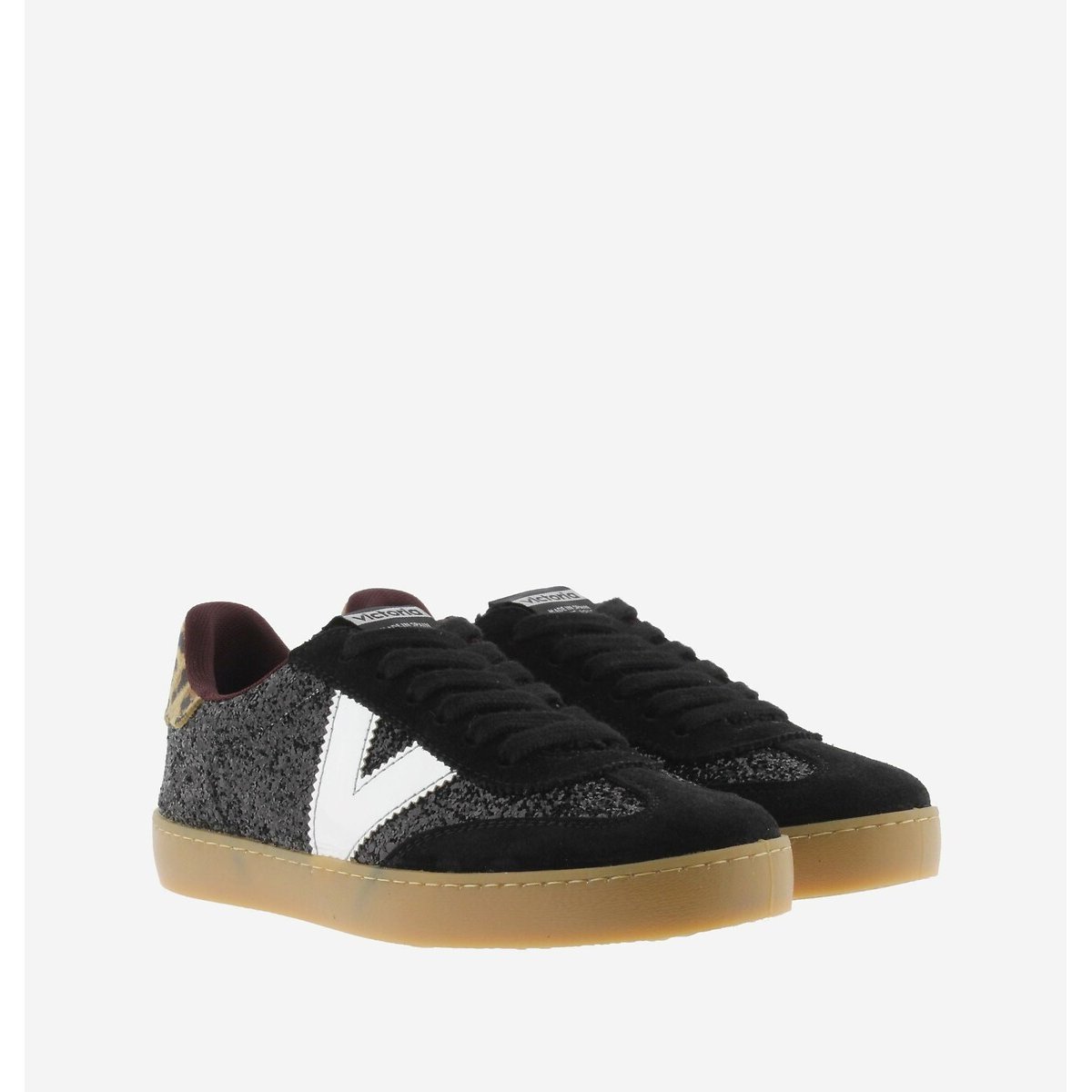 Baskets en cuir BERLIN GLITTER noir, VICTORIA