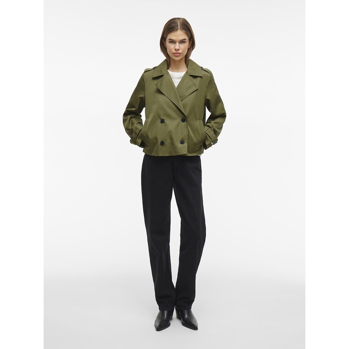 Short Trench Coat olive green, VILA