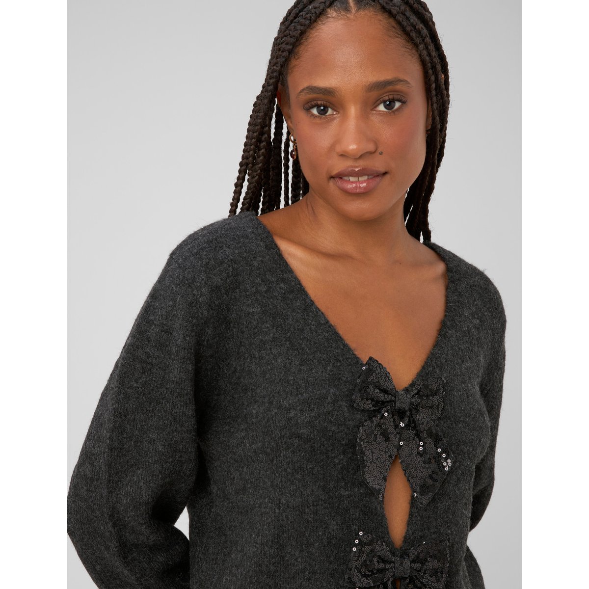 Gilet noeuds sequins gris, BZB
