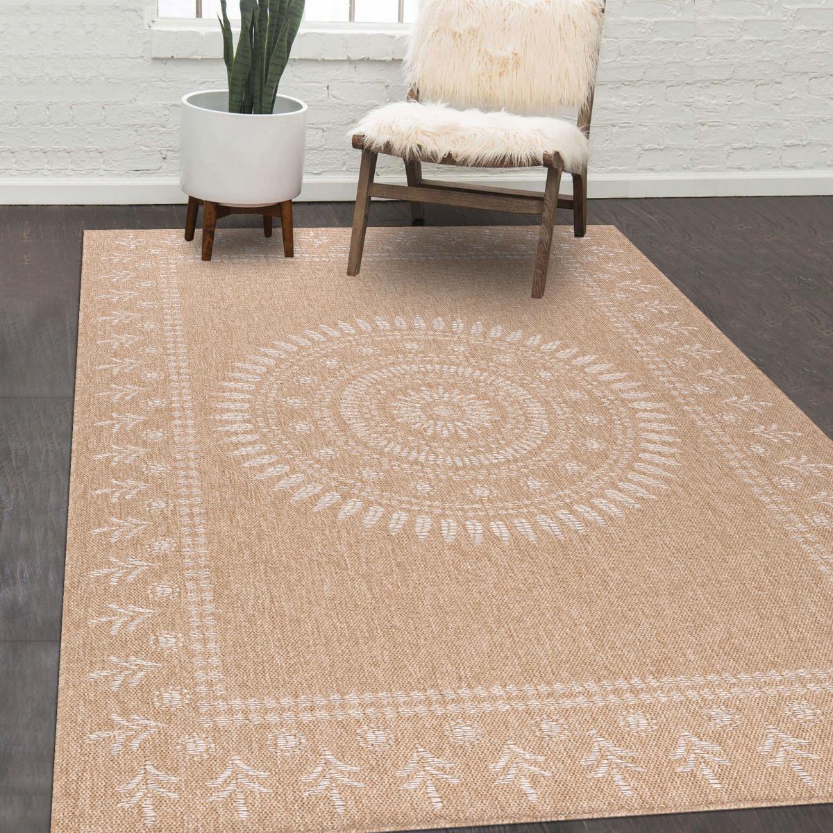 Tapis extérieur tissé kilim rectangle JUTE ART 6 beige, blanc, UN AMOUR DE TAPIS