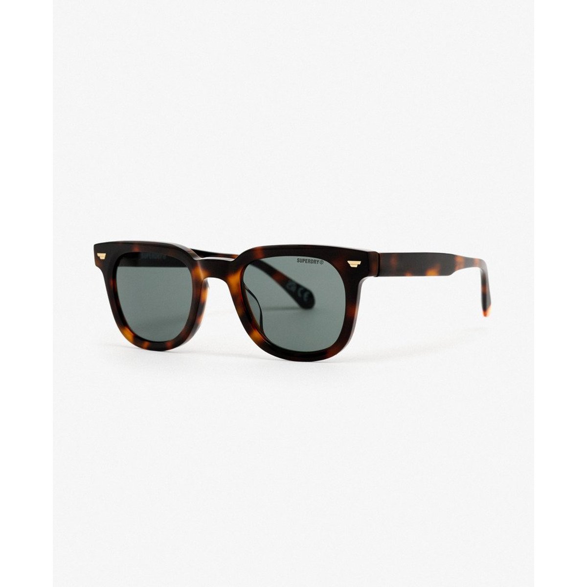 Lunettes de soleil rétro carrées écaille/verres verts, SUPERDRY