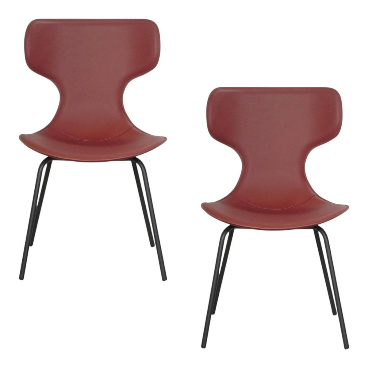 Chaise terracotta avec dossier en T, revêtement nettoyable (lot de 2) LOMBARDIE brique, PIER IMPORT