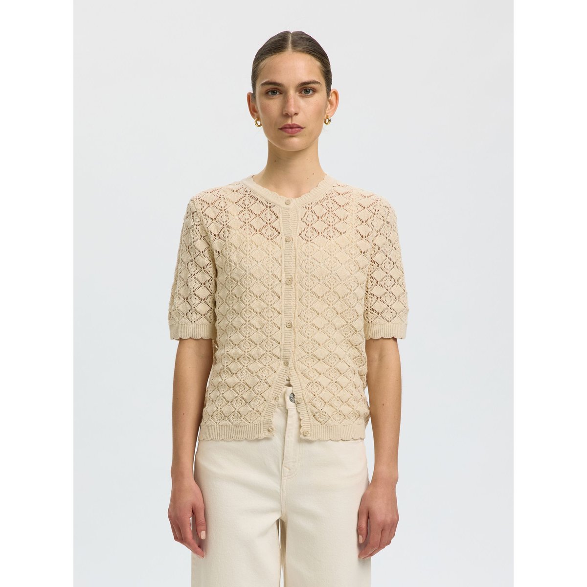 Cardigan En Maille birch, SELECTED