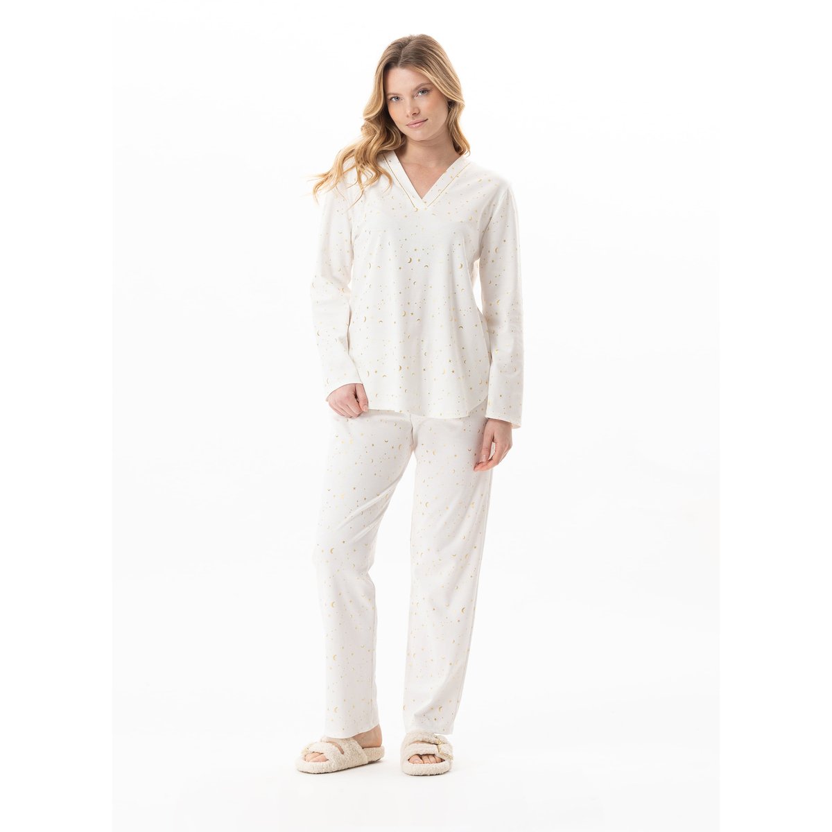 Pyjama en coton LUNA 102 ecru, LE CHAT