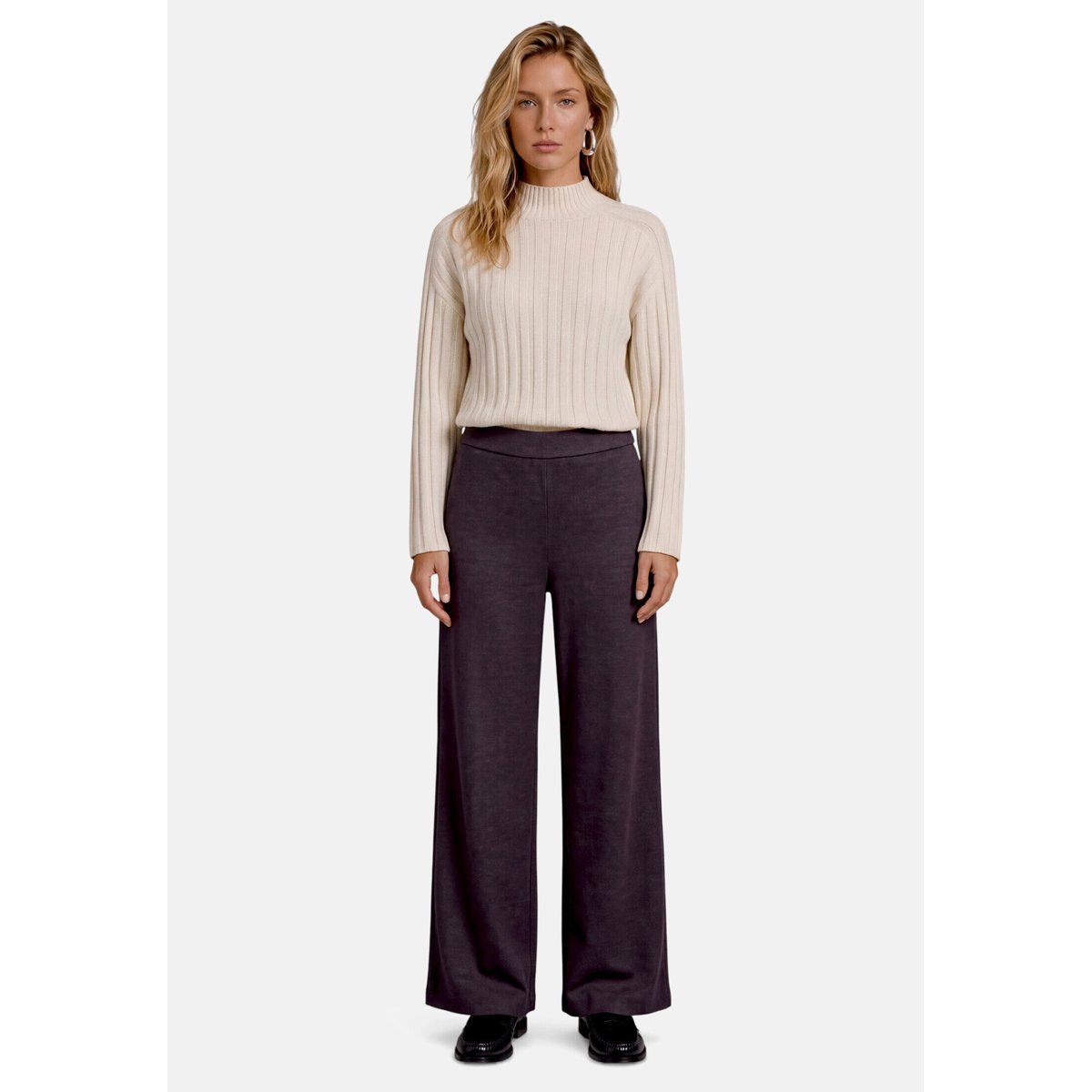Pantalon casual à jambes larges anthracite melange, ZERO