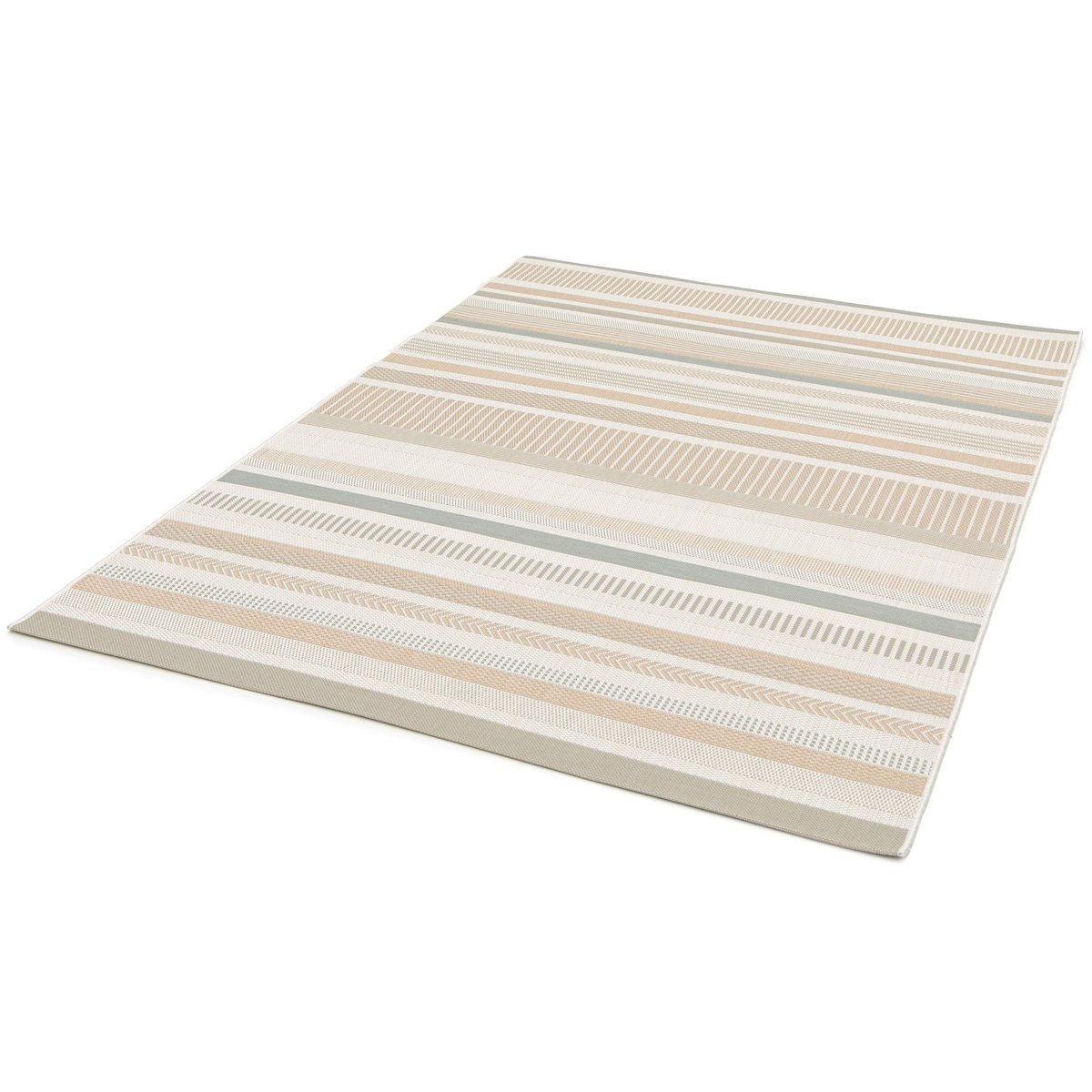 Tapis intérieur extérieur à rayures SOLEA vert naturel, AFK LIVING
