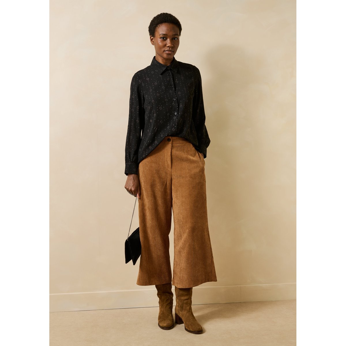 Chemise manches longues à imprimé noir, LA FEE MARABOUTEE