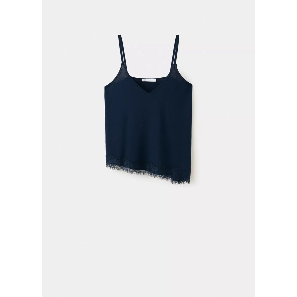 Top en maille bretelles en dentelle bleu marine, MANGO TEEN