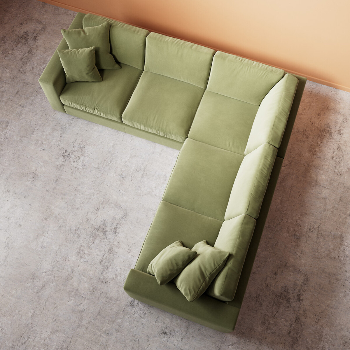 Althaea Crushed Velvet Corner Sofa moss , SWOON