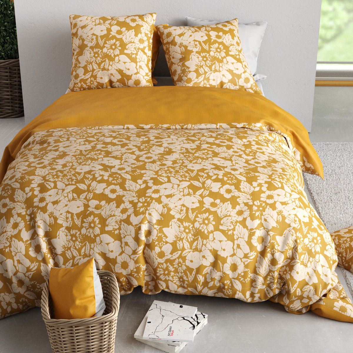 Parure housse de couette en coton, Molly beige, C DESIGN HOME TEXTILE