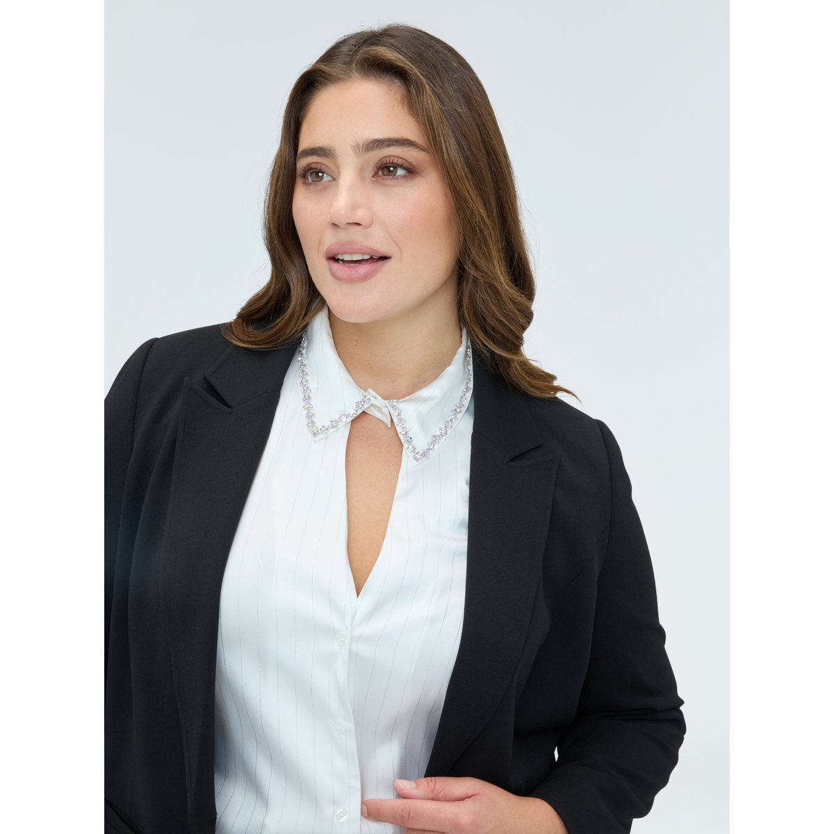 Blazer ajusté en tissu stretch noir, FIORELLA RUBINO