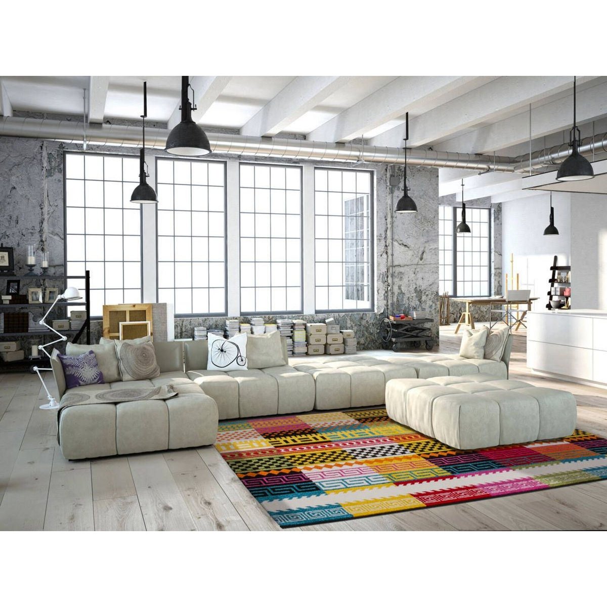 Tapis rectangulaire tissé, GUAYAMA multicolore, ARTE ESPINA