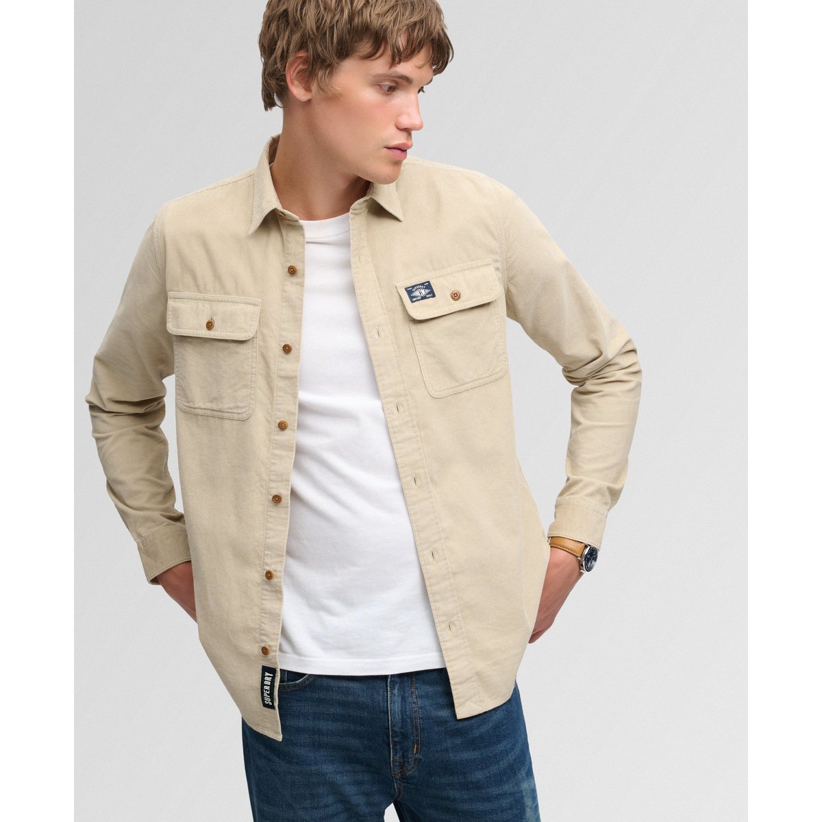 Chemise Trailsman Velours Côtelé Coupe Décontractée marron taupe délavé, SUPERDRY