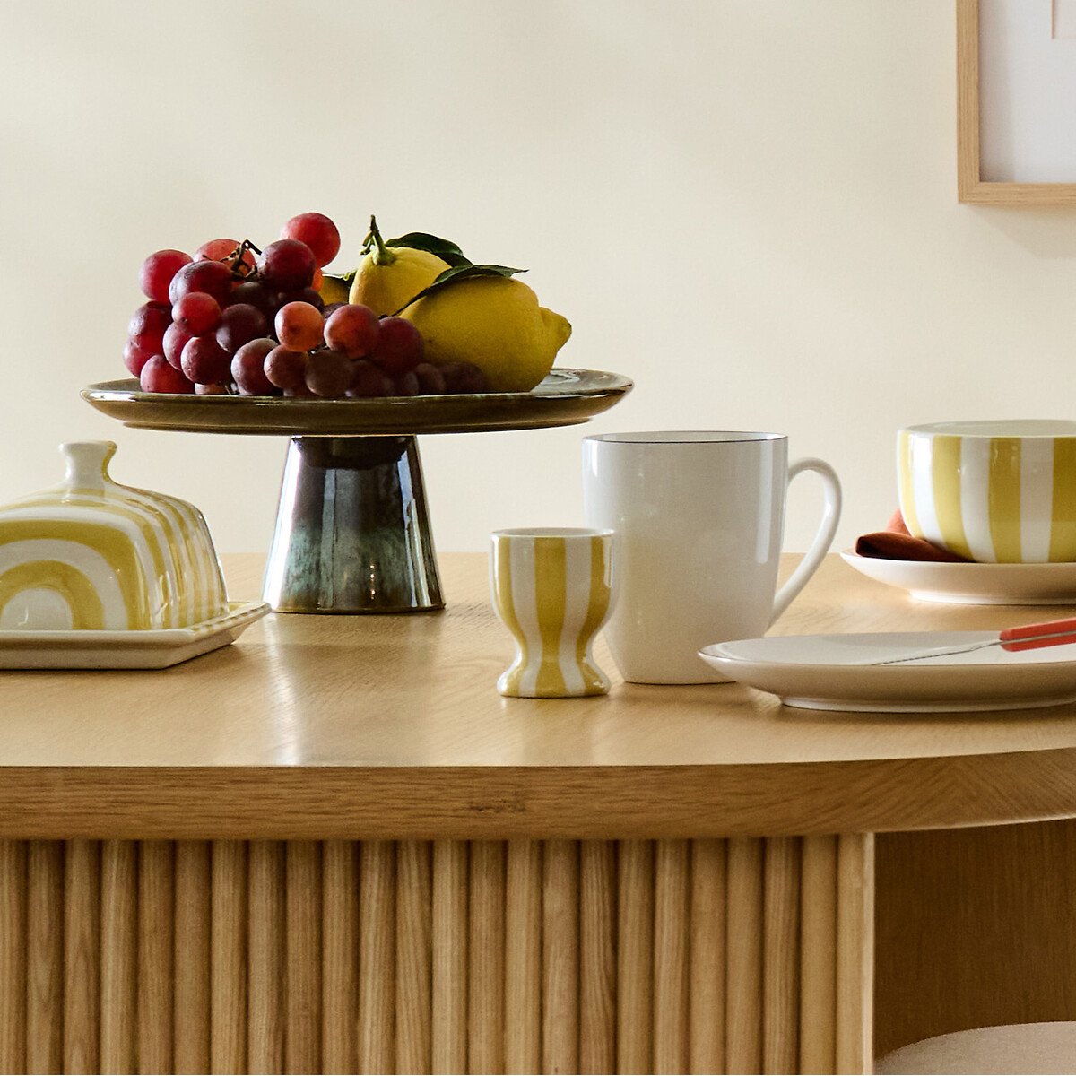 Lot de 2 coquetiers en dolomite, Darcy jaune, LA REDOUTE INTERIEURS