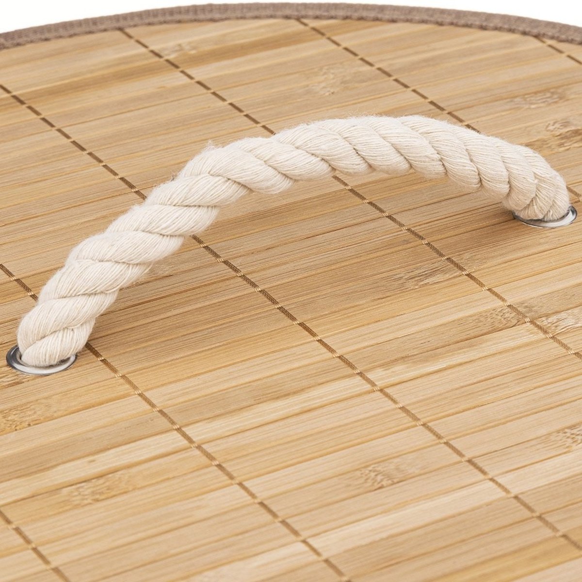 Panier à linge 48L rond bambou beige, ATMOSPHERA