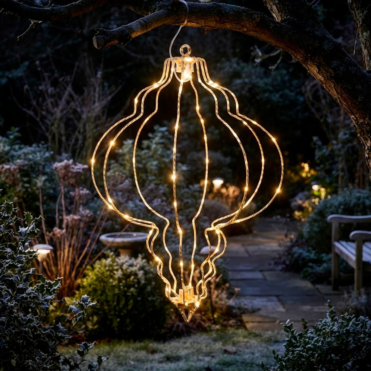 Décoration de Noël extérieure lumineuse LED 30x30x44cm blanc, WADIGA