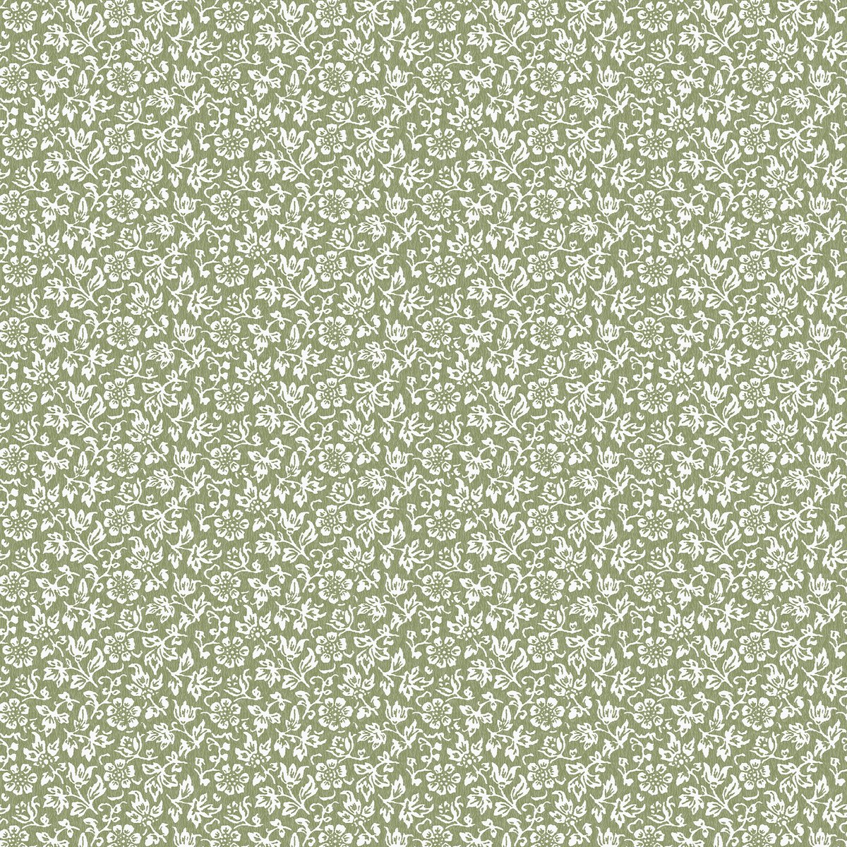 Papier peint Petites fleurs Sweet Alyssum vert, LAURA ASHLEY