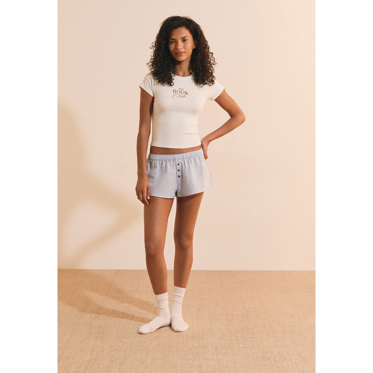 T-shirt avec inscription "the book club" en coton RIKO ecru, ETAM