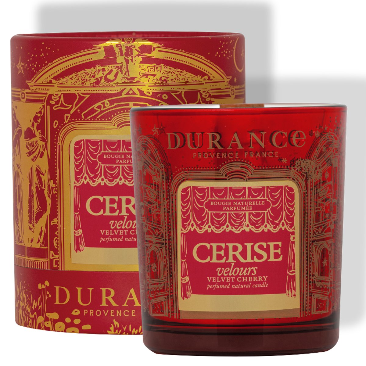 Bougie Mèche en Bois Cerise Velours couleur unique, DURANCE