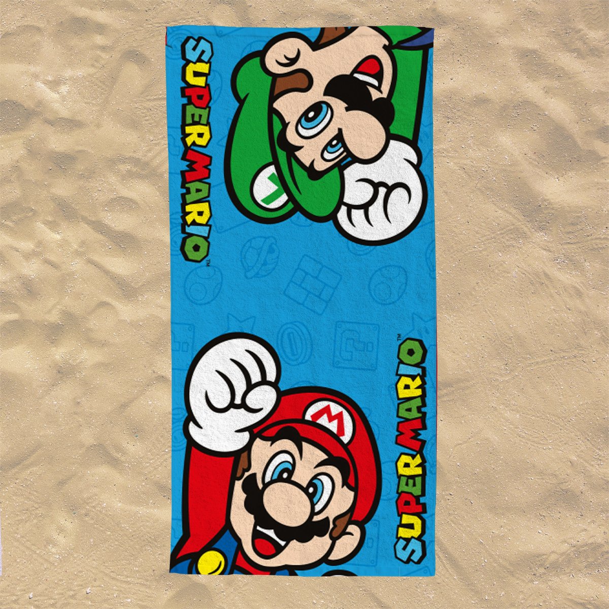 Serviette de Plage, SUPER MARIO ET LUIGI bleu, SUPER MARIO