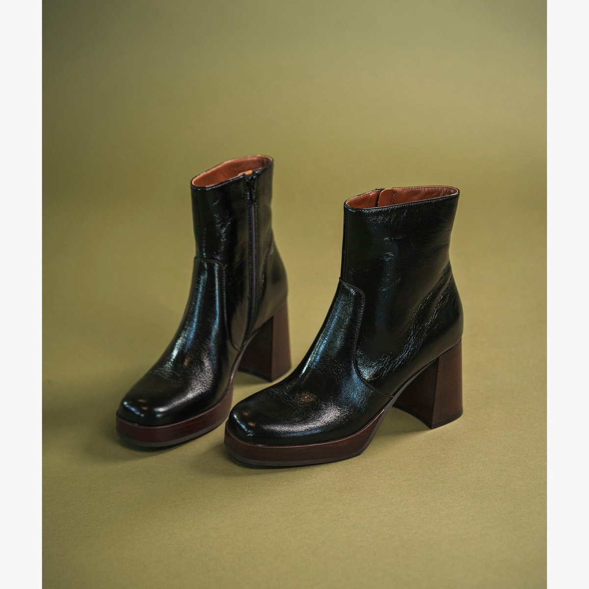 Boots À Talon en cuir EZRA noir, BOCAGE