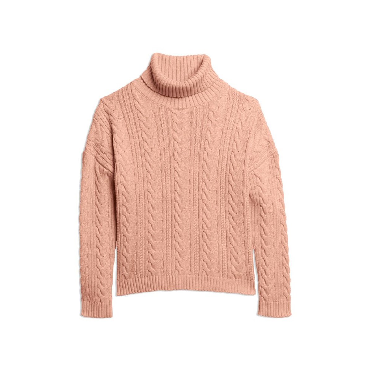 Pull col roulé maille torsadée nappa rose twist, SUPERDRY