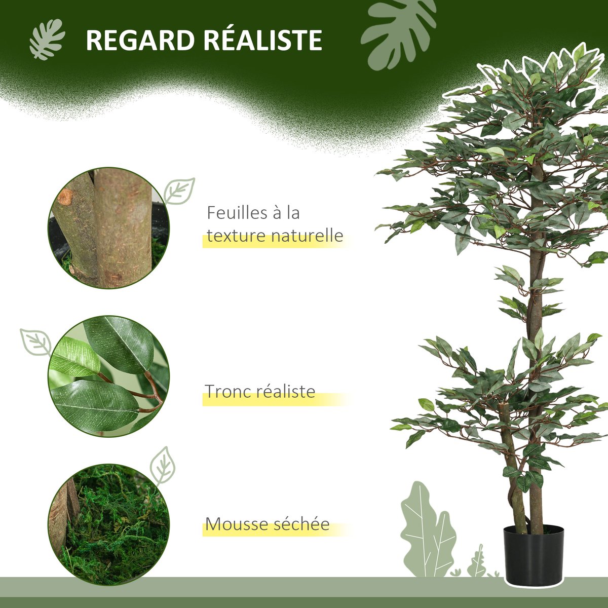Plantes artificielles PE Vert vert, OUTSUNNY
