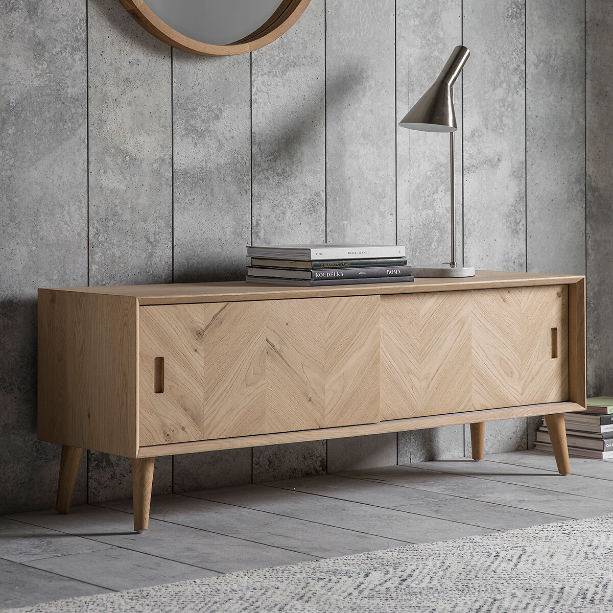 Dhule Herringbone Oak TV Unit light wood, ÉDITÉ