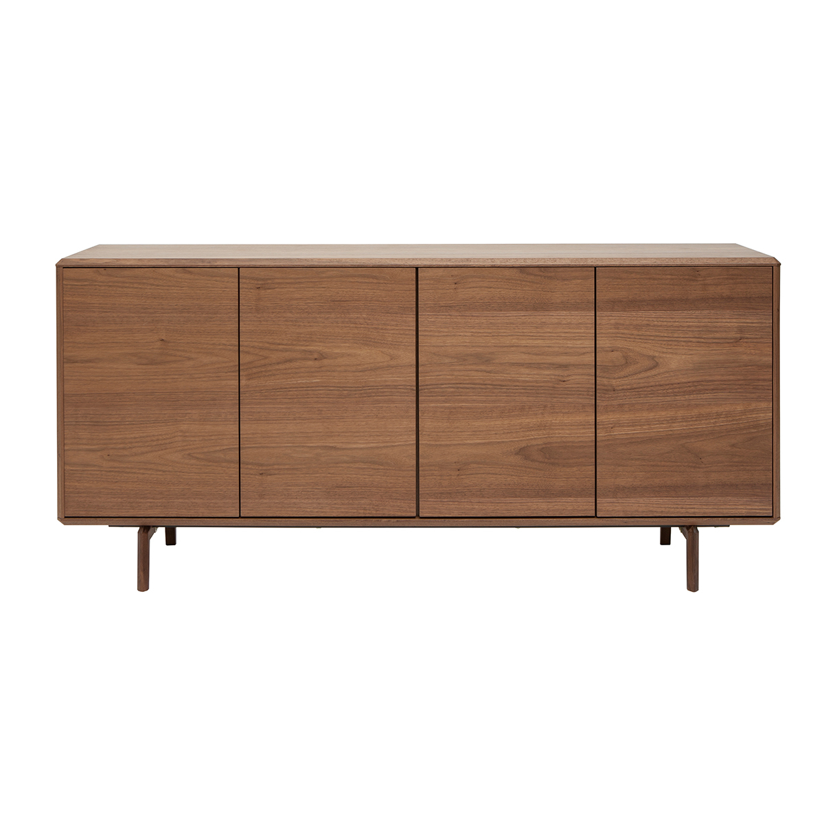 Buffet vintage en bois foncé noyer 4 portes L160 cm SUVA noyer, MILIBOO