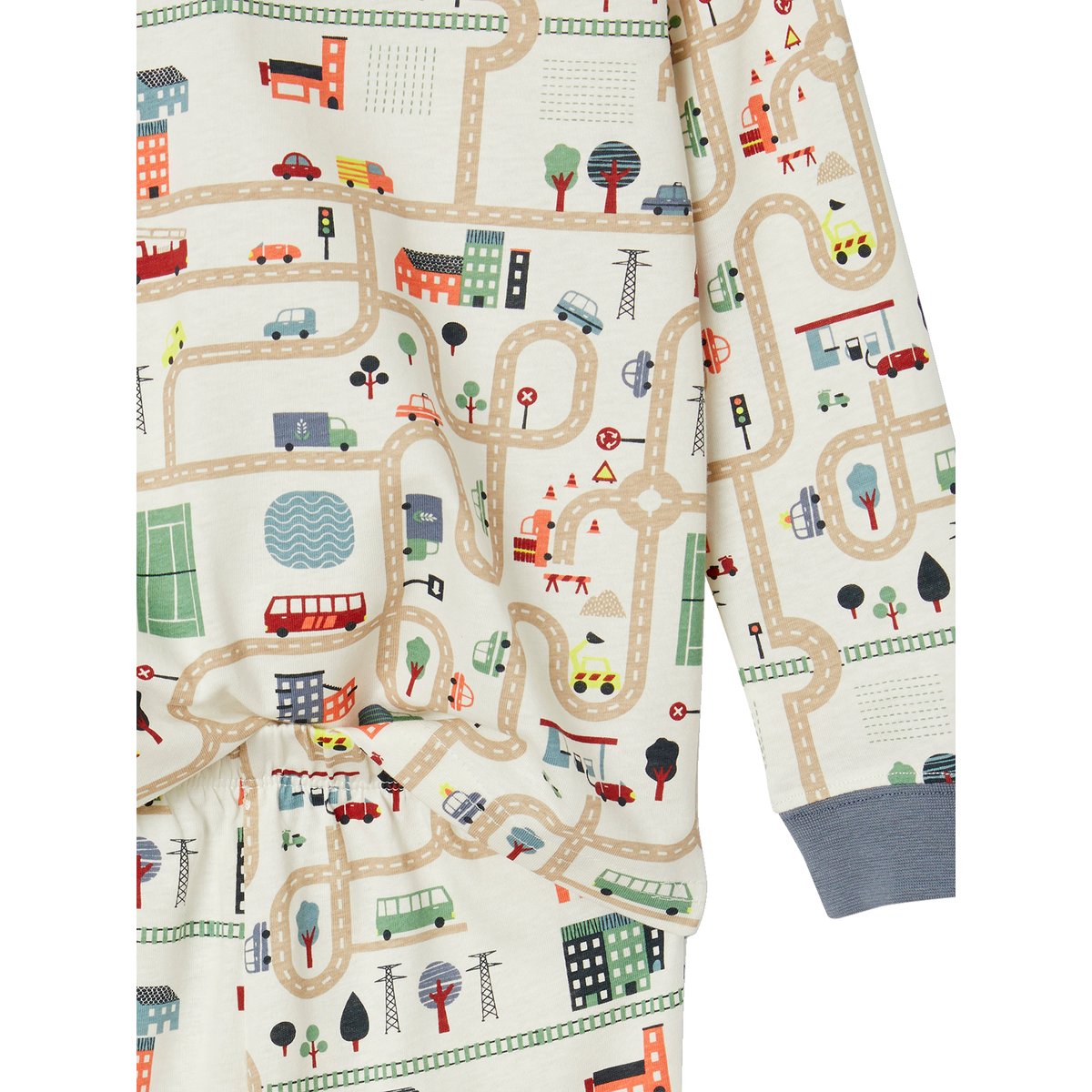 Pyjama imprimé circuit de voitures écru, VERTBAUDET