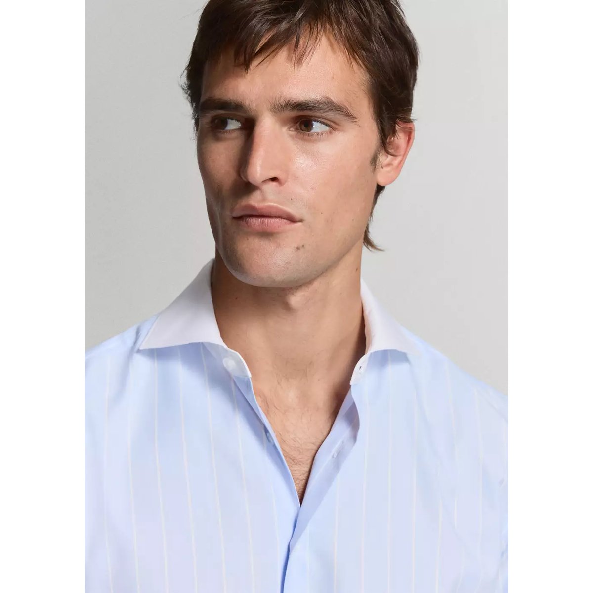Chemise costume slim-fit 100 % coton à rayures bleu, MANGO MAN