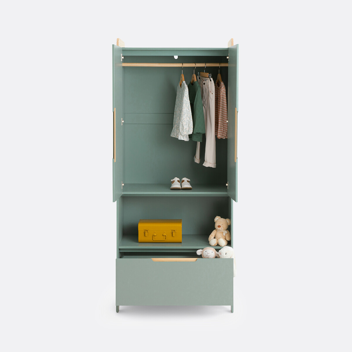 Armoire penderie enfant en pin et MDF, Arturo vert de gris, LA REDOUTE INTERIEURS
