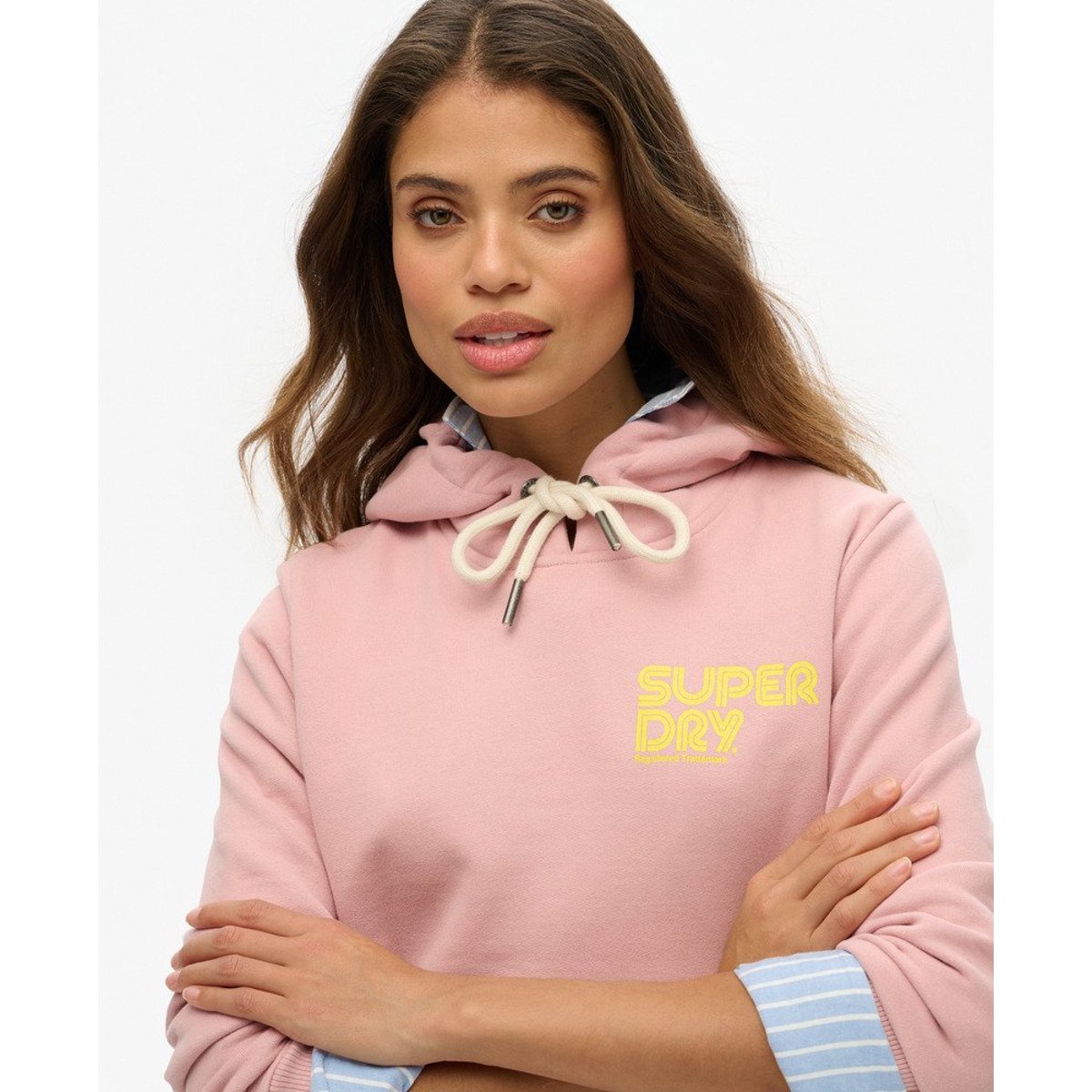 Sweat à capuche fluo rose pâle, SUPERDRY