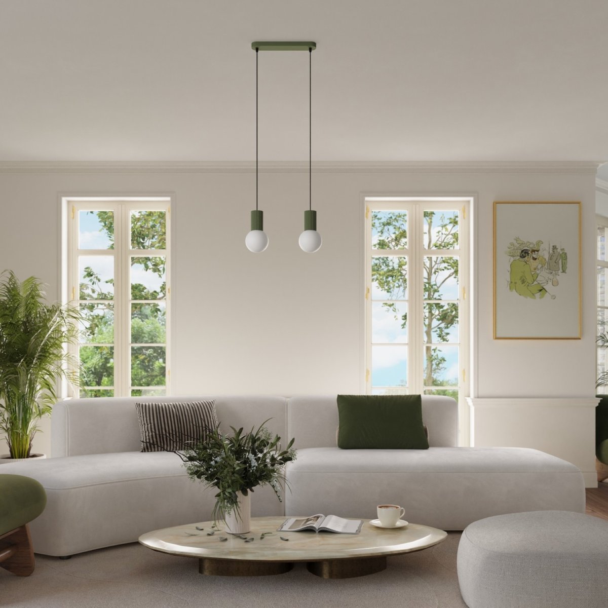 Suspension Aluminium Vert Olive G9 2 Halo vert olive, EDEN