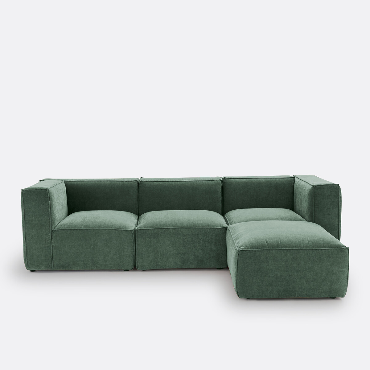 Elemento cadeirão baixo para sofá modulável, em veludo texturado, SEVEN verde-acinzentado, LA REDOUTE INTERIEURS